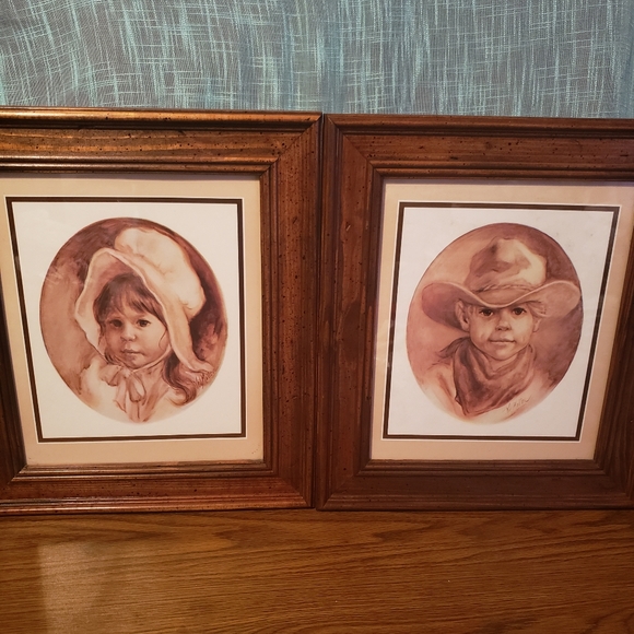 Vel Miller Signed Prints Little Cowboy & Little Western Girl - Picture 1 of 11